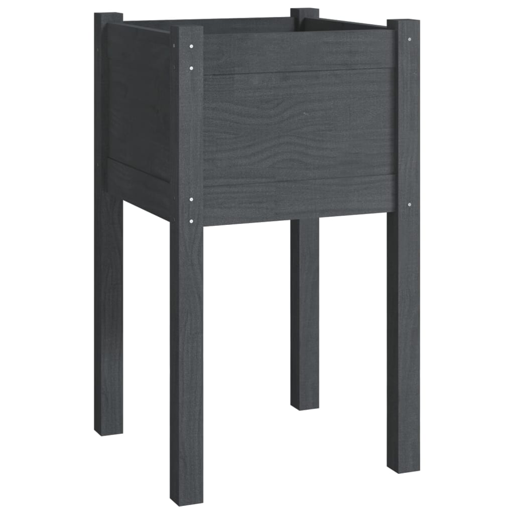 Fioriere Da Giardino 2 Pz Grigie 40X40X70 Cm In Legno Di Pino