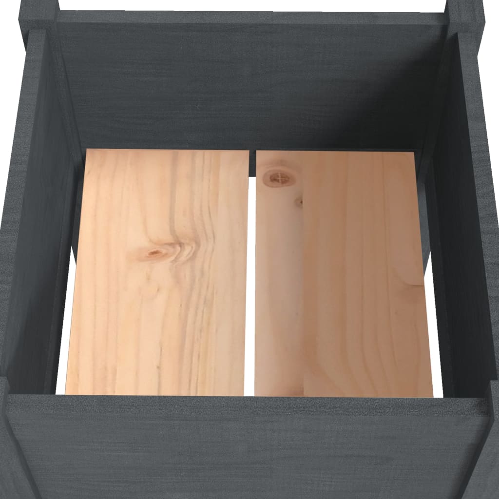 Fioriere Da Giardino 2 Pz Grigie 40X40X70 Cm In Legno Di Pino