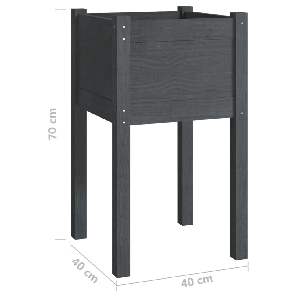 Fioriere Da Giardino 2 Pz Grigie 40X40X70 Cm In Legno Di Pino