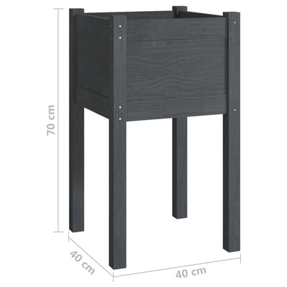 Fioriere Da Giardino 2 Pz Grigie 40X40X70 Cm In Legno Di Pino