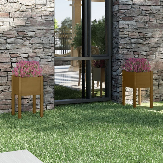 Fioriere Da Giardino 2 Pz Ambra 40X40X70 Cm In Legno Di Pino