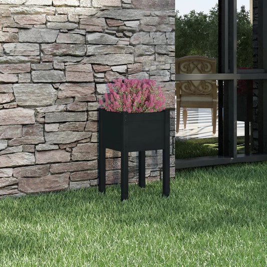 Fioriera Da Giardino Nera 40X40X70 Cm In Legno Massello Di Pino