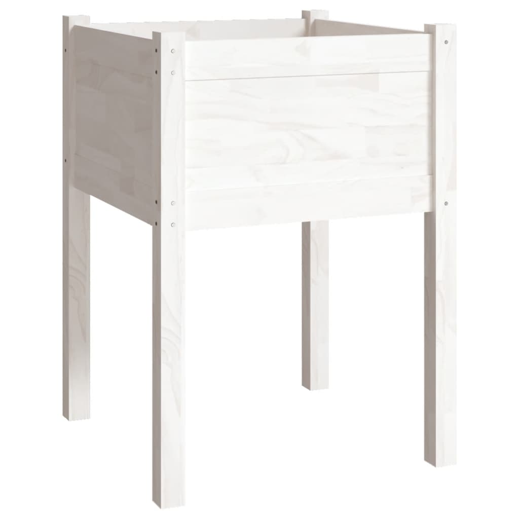 Fioriera Da Giardino Bianca 50X50X70 Cm Legno Massello Di Pino