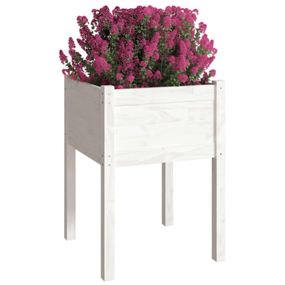 Fioriera Da Giardino Bianca 50X50X70 Cm Legno Massello Di Pino