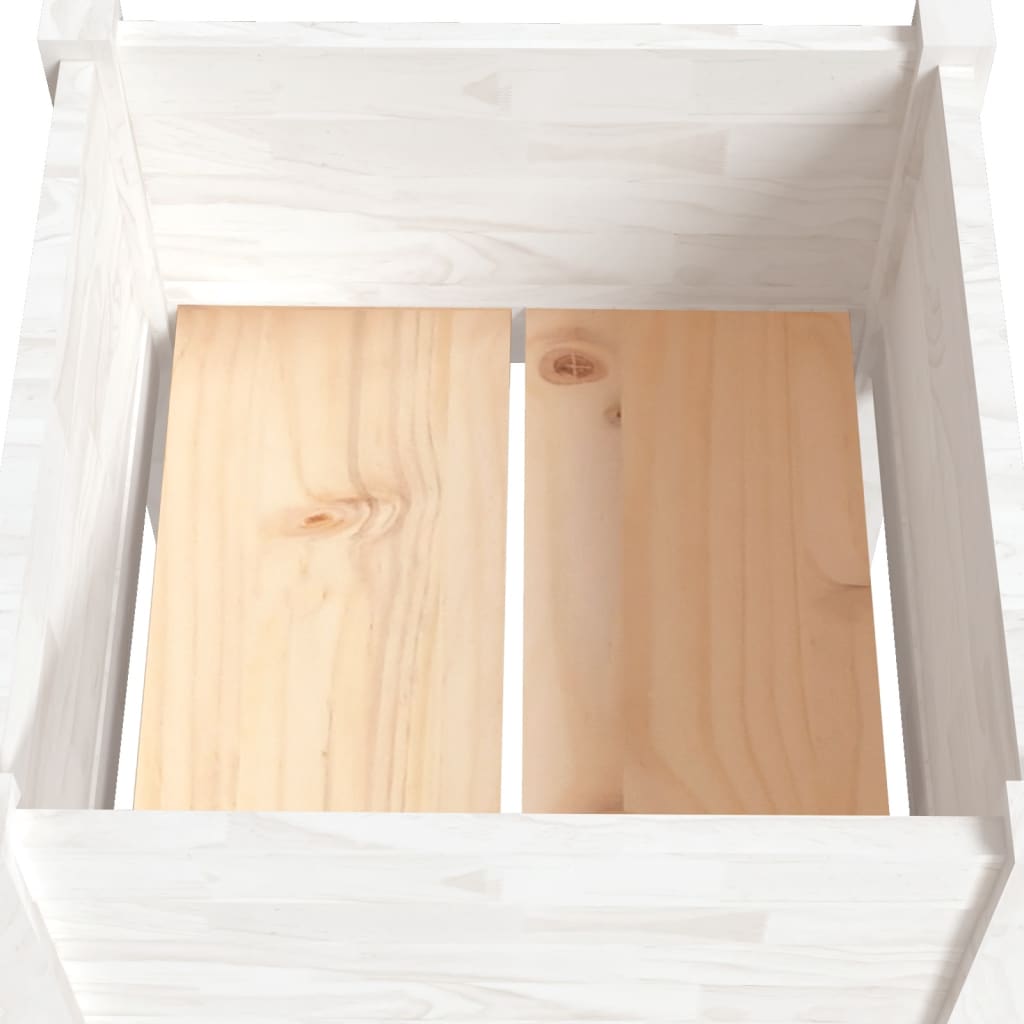 Fioriera Da Giardino Bianca 50X50X70 Cm Legno Massello Di Pino