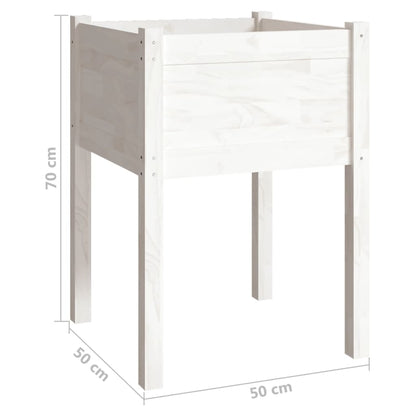 Fioriera Da Giardino Bianca 50X50X70 Cm Legno Massello Di Pino