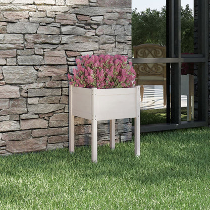 Fioriera Da Giardino Bianca 50X50X70 Cm Legno Massello Di Pino
