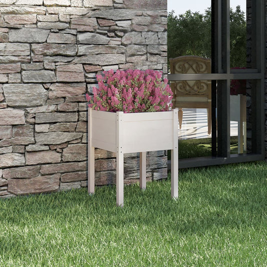 Fioriera Da Giardino Bianca 50X50X70 Cm Legno Massello Di Pino