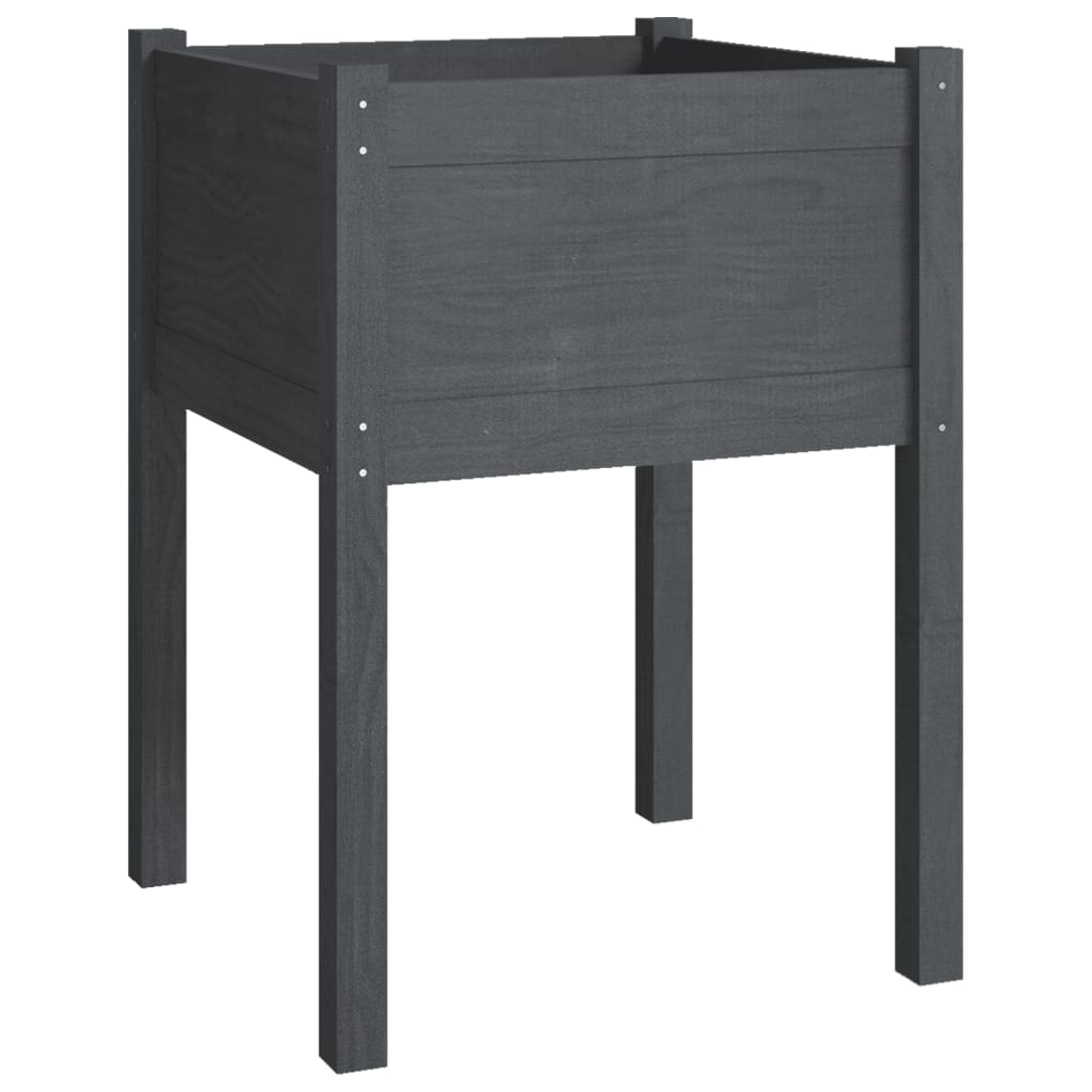Fioriera Da Giardino Grigia 50X50X70 Cm Legno Massello Di Pino