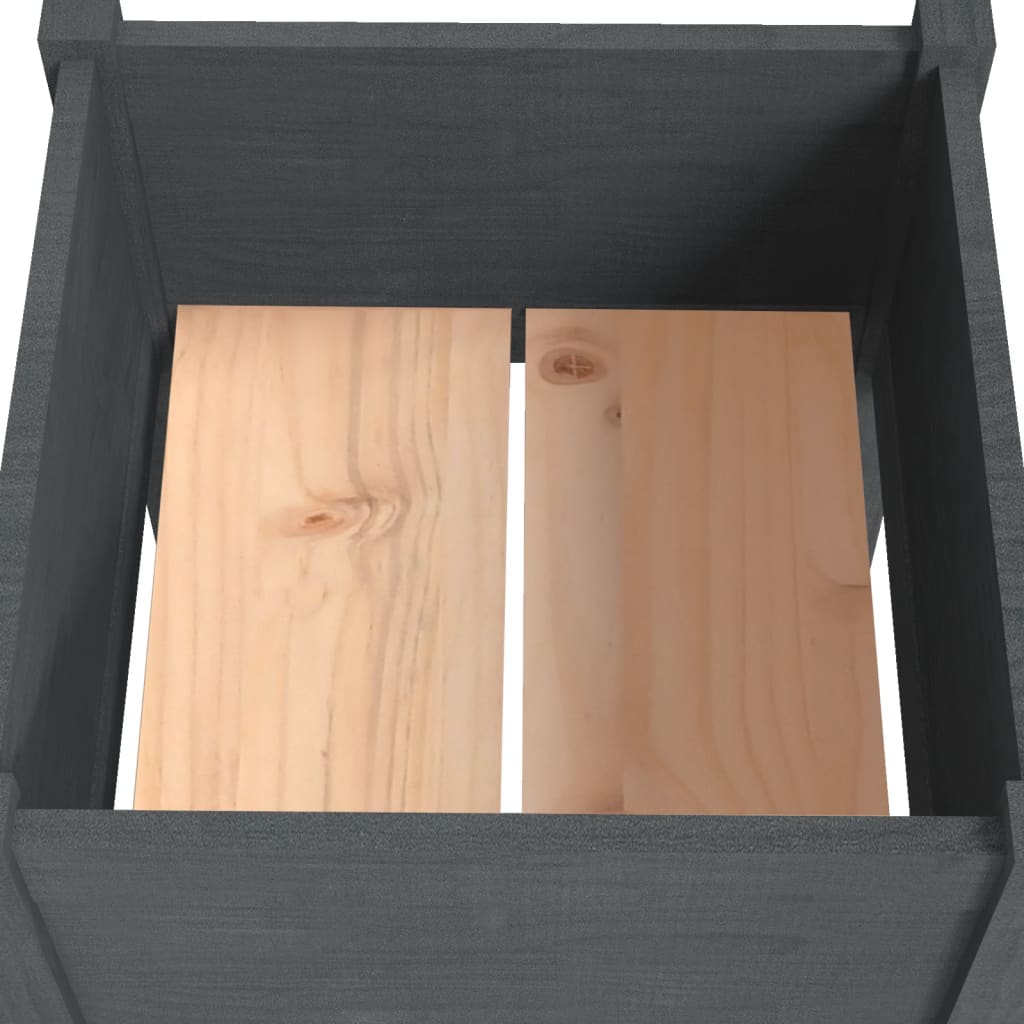 Fioriera Da Giardino Grigia 50X50X70 Cm Legno Massello Di Pino