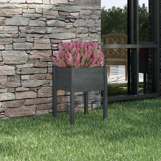 Fioriera Da Giardino Grigia 50X50X70 Cm Legno Massello Di Pino