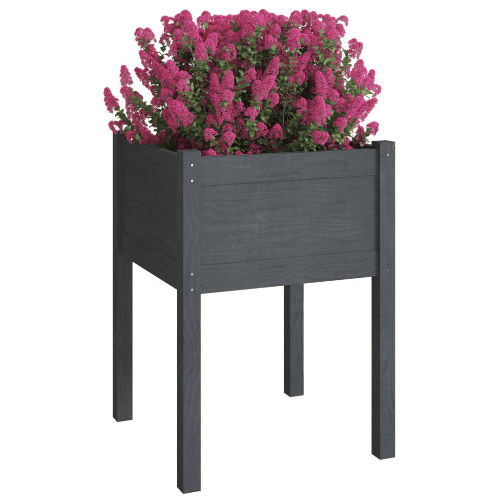 Fioriere Da Giardino 2 Pz Grigie 50X50X70 Cm Massello Di Pino