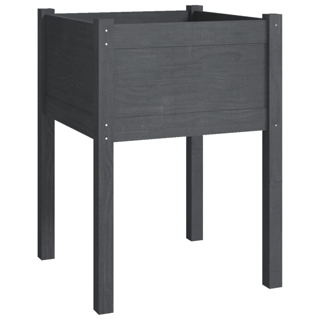 Fioriere Da Giardino 2 Pz Grigie 50X50X70 Cm Massello Di Pino