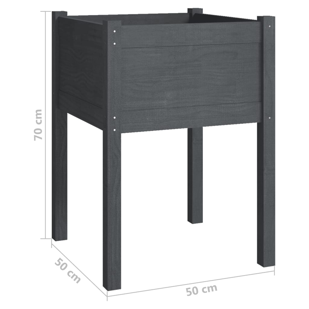 Fioriere Da Giardino 2 Pz Grigie 50X50X70 Cm Massello Di Pino