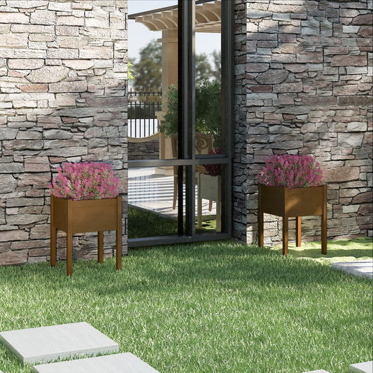 Fioriere 2 Pz Ambra 50X50X70 Cm In Legno Massello Di Pino
