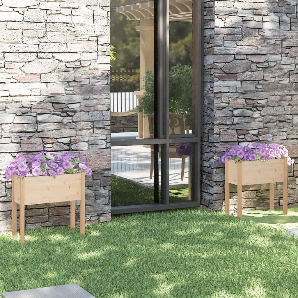 Fioriere Da Giardino 2 Pz Bianche 70X31X70 Cm In Legno Di Pino
