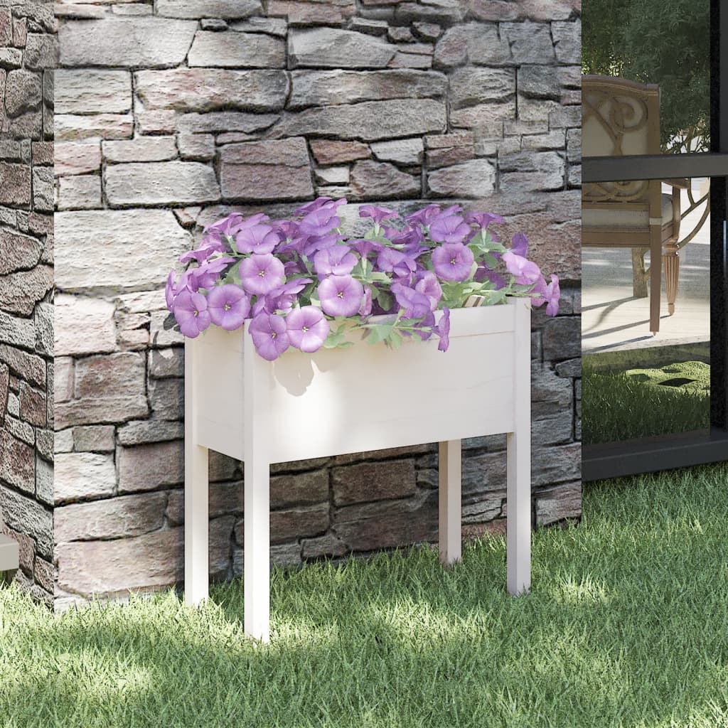 Fioriere Da Giardino 2 Pz Bianche 70X31X70 Cm In Legno Di Pino