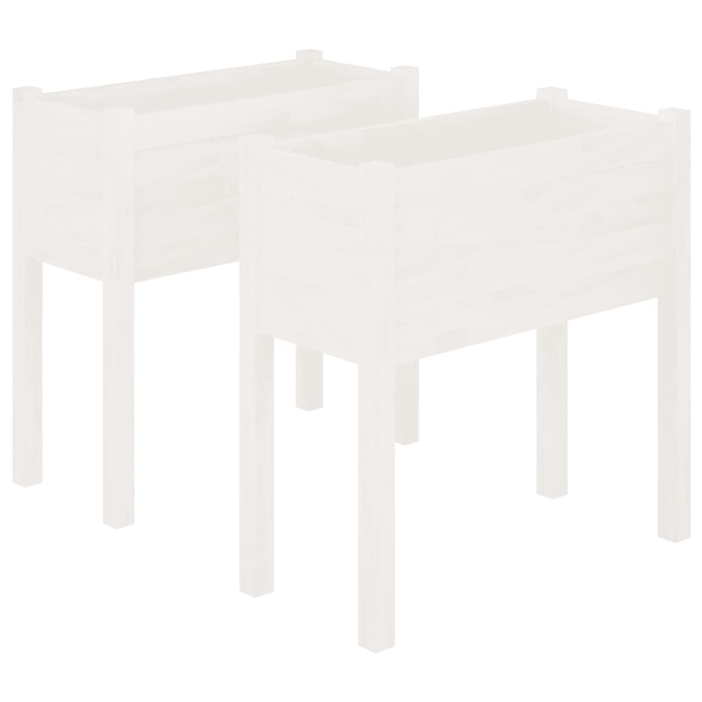 Fioriere Da Giardino 2 Pz Bianche 70X31X70 Cm In Legno Di Pino