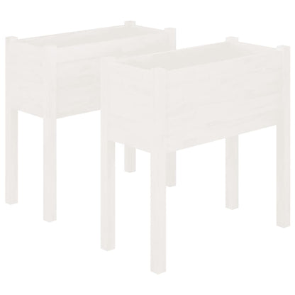 Fioriere Da Giardino 2 Pz Bianche 70X31X70 Cm In Legno Di Pino