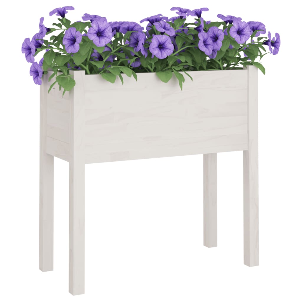 Fioriere Da Giardino 2 Pz Bianche 70X31X70 Cm In Legno Di Pino