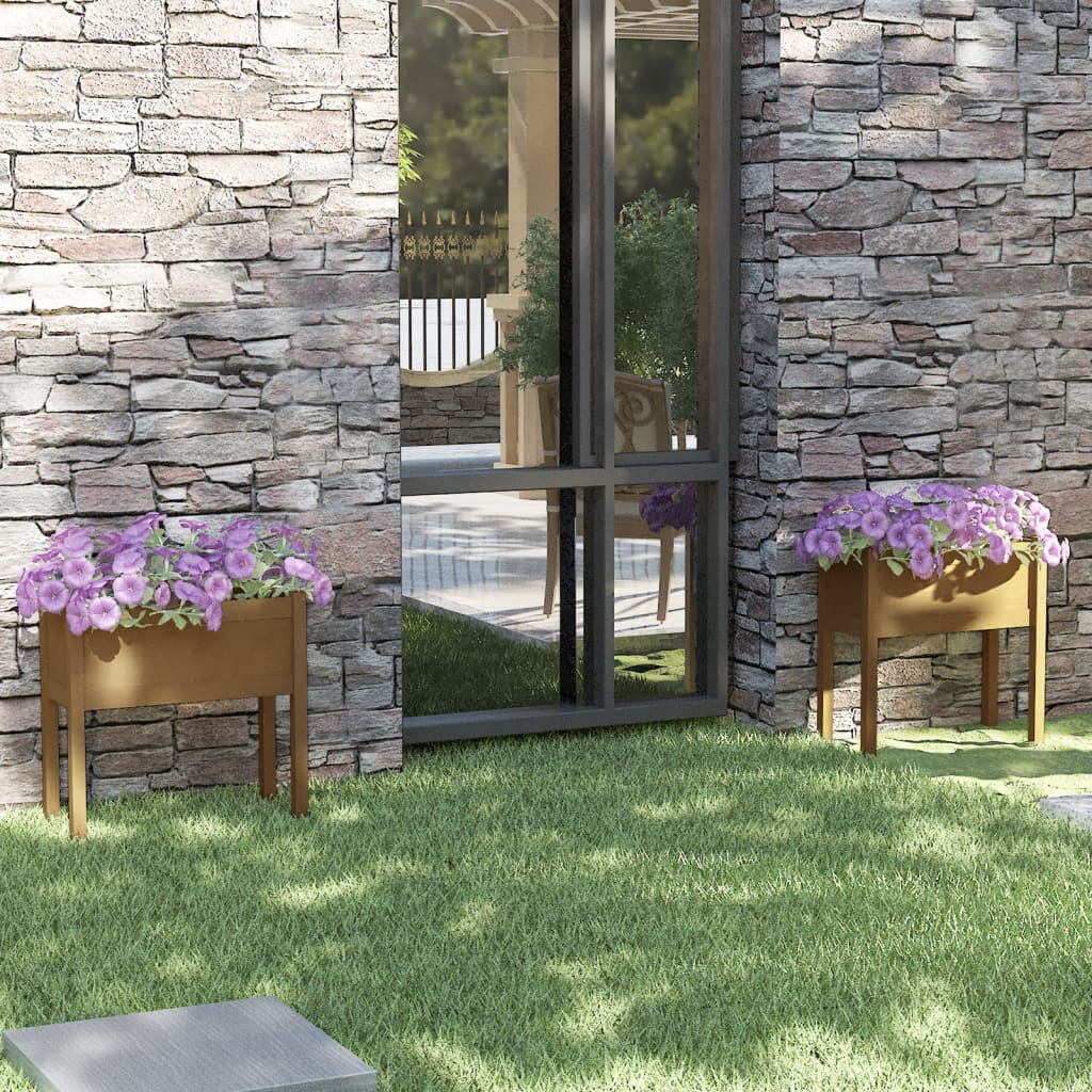 Fioriere Da Giardino 2 Pz Bianche 70X31X70 Cm In Legno Di Pino