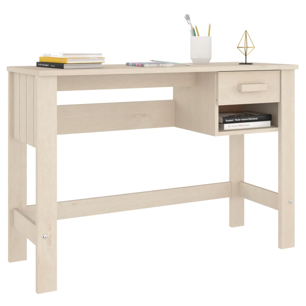 Scrivania Hamar Ambra 110X40X75 Cm In Legno Massello Di Pino