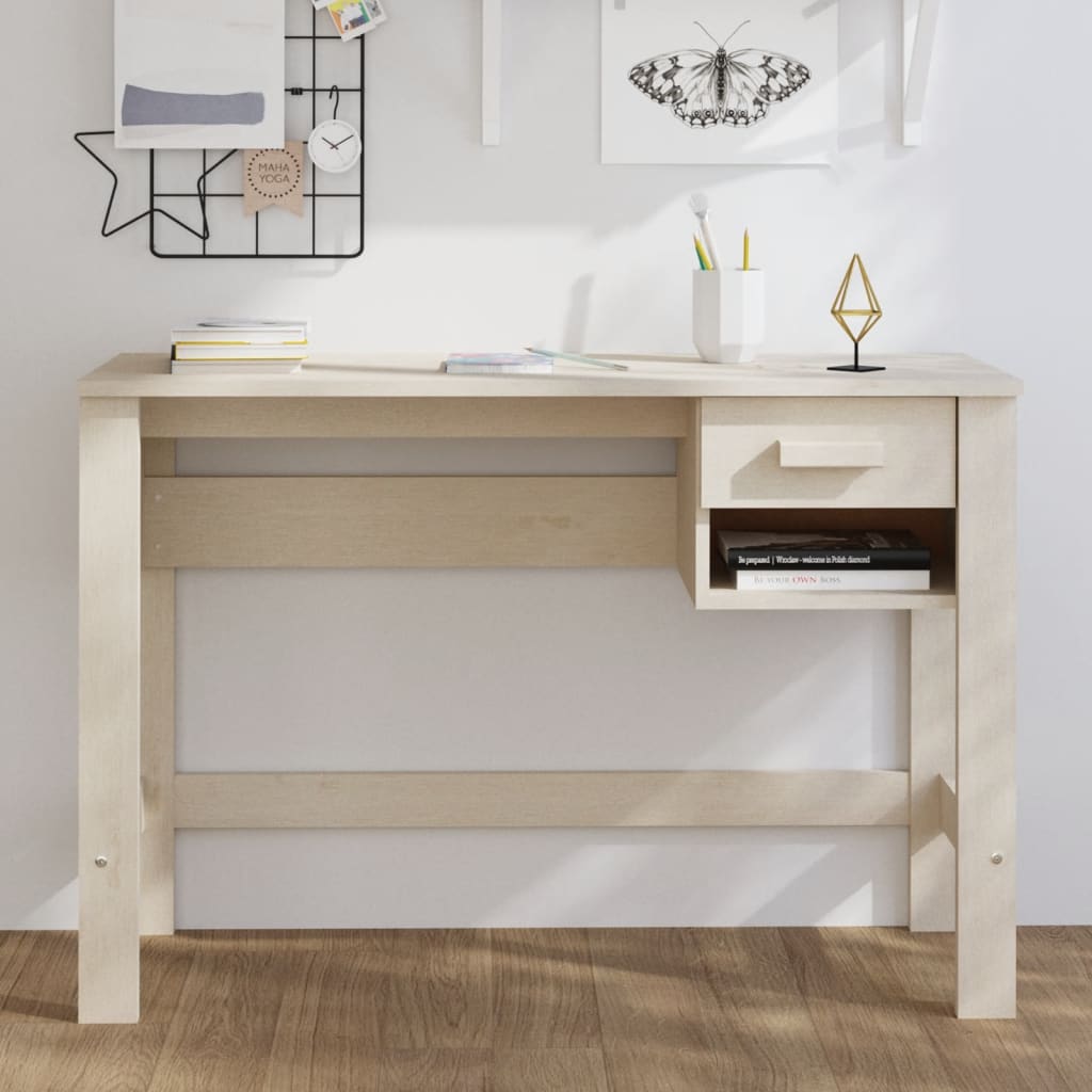 Scrivania Hamar Ambra 110X40X75 Cm In Legno Massello Di Pino