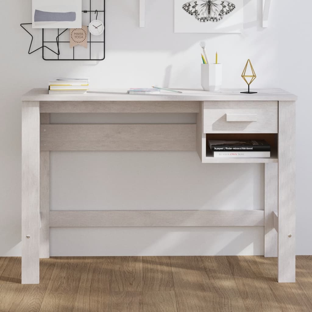 Scrivania Hamar Ambra 110X40X75 Cm In Legno Massello Di Pino
