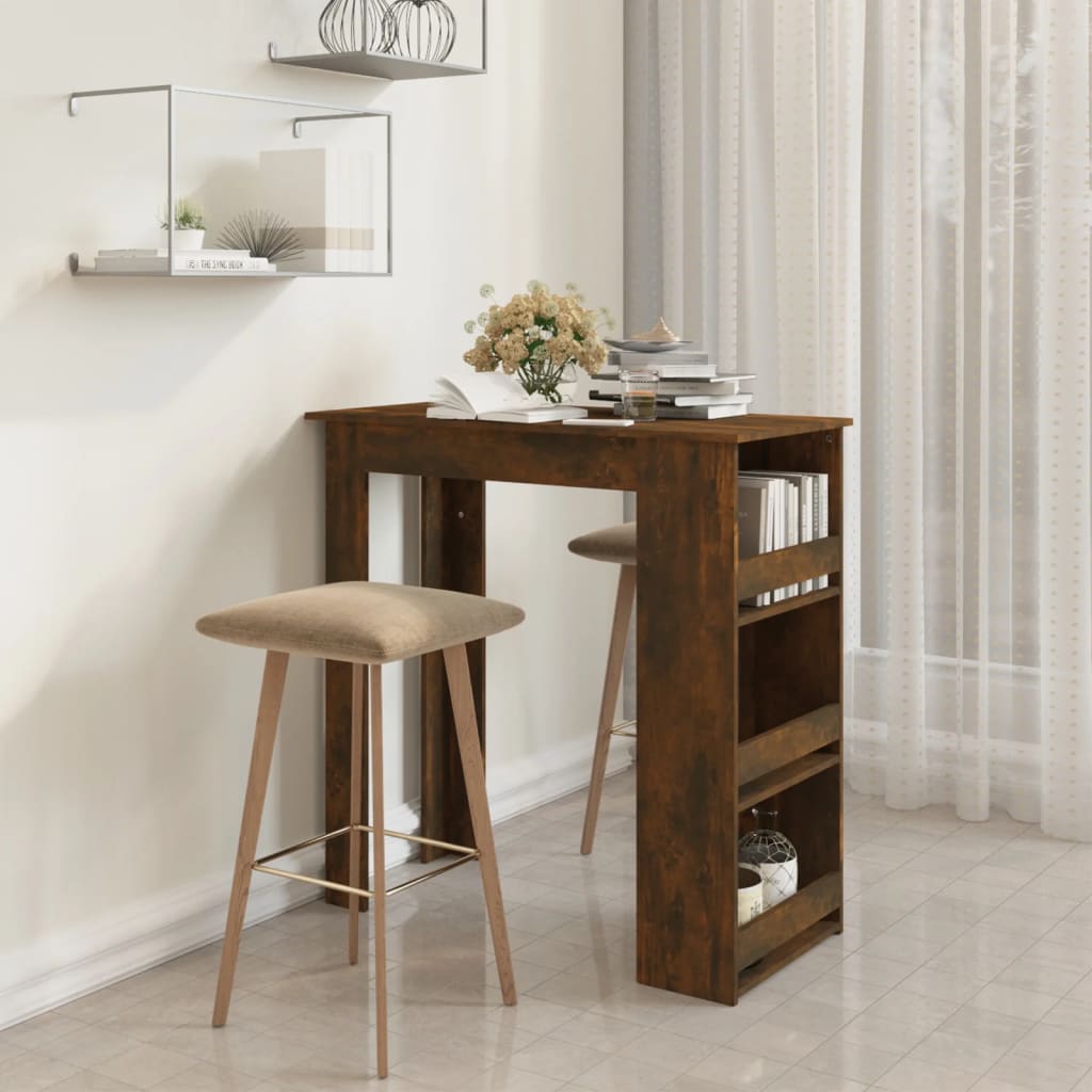 Tavolino Da Bar Con Ripiani Marrone Rovere 102X50X103,5 Cm