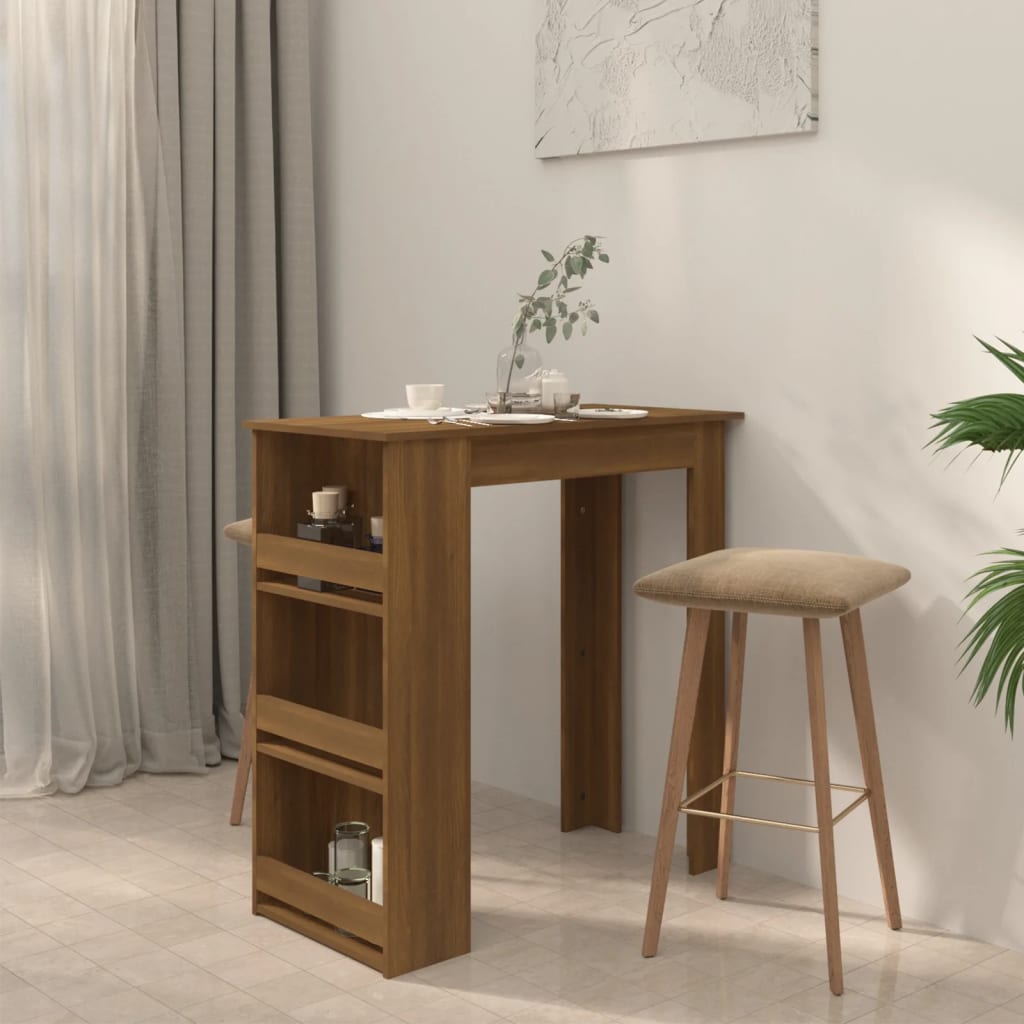 Tavolino Da Bar Con Ripiani Marrone Rovere 102X50X103,5 Cm