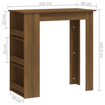 Tavolino Da Bar Con Ripiani Marrone Rovere 102X50X103,5 Cm