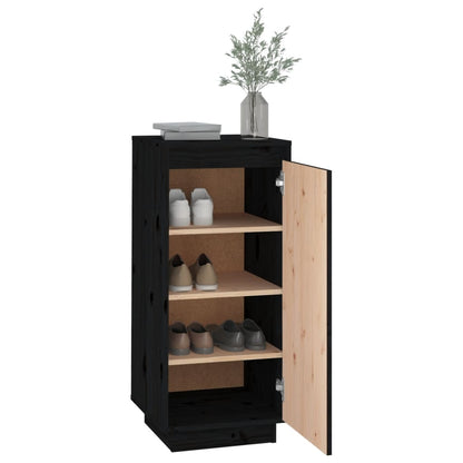 Scarpiera Nera 35X35X80 Cm In Legno Massello Di Pino