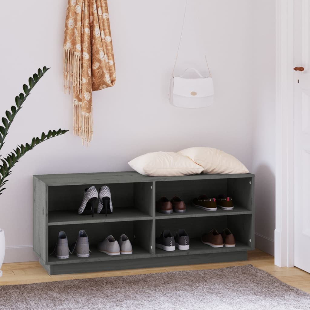 Scarpiera Nera 110X34X45 Cm In Legno Massello Di Pino