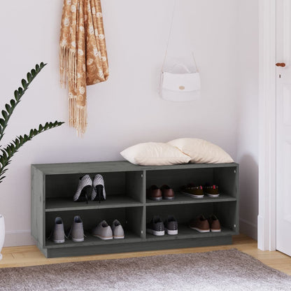 Scarpiera Nera 110X34X45 Cm In Legno Massello Di Pino