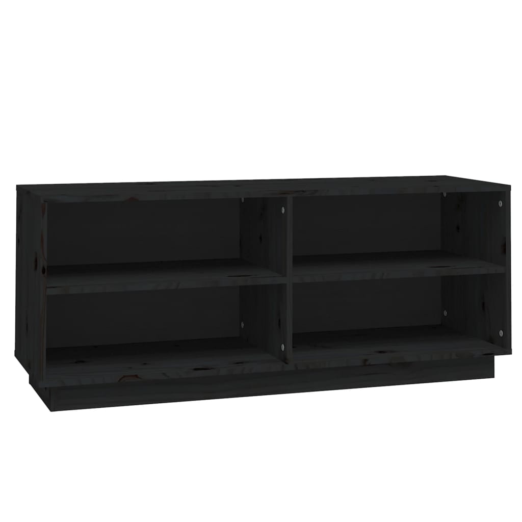 Scarpiera Nera 110X34X45 Cm In Legno Massello Di Pino