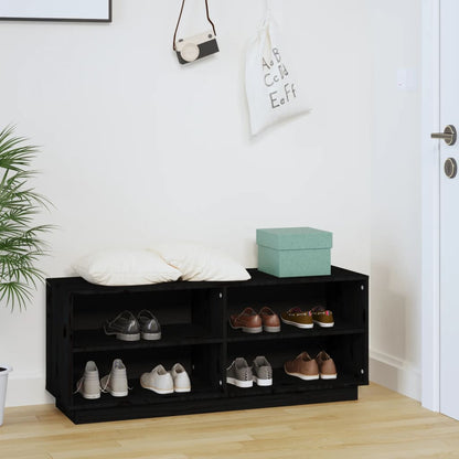 Scarpiera Nera 110X34X45 Cm In Legno Massello Di Pino