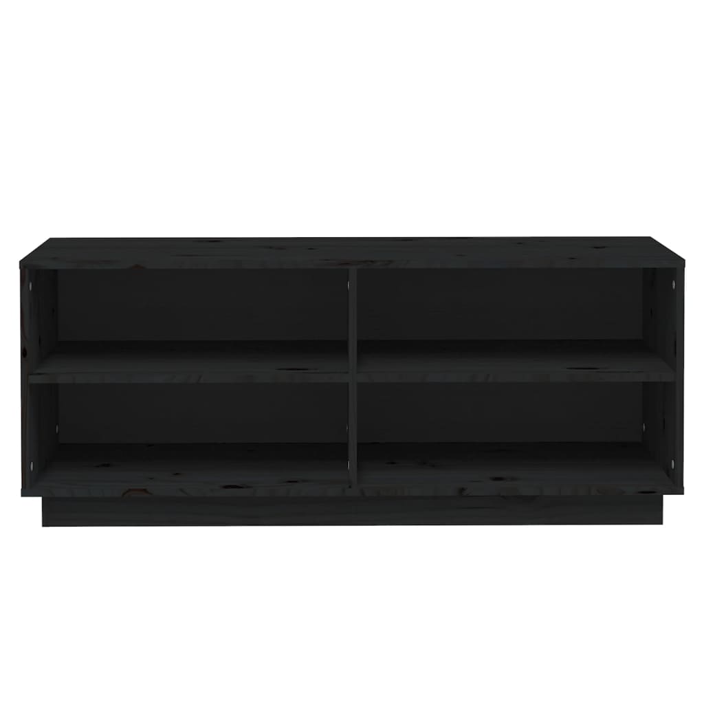 Scarpiera Nera 110X34X45 Cm In Legno Massello Di Pino