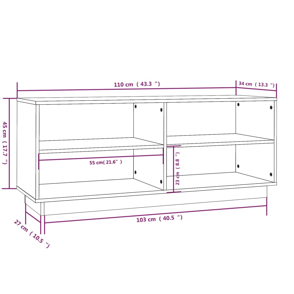 Scarpiera Nera 110X34X45 Cm In Legno Massello Di Pino