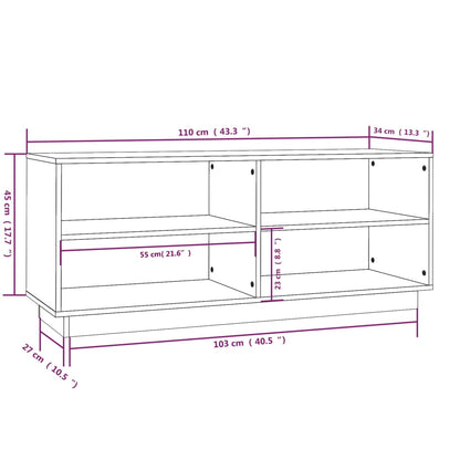 Scarpiera Nera 110X34X45 Cm In Legno Massello Di Pino