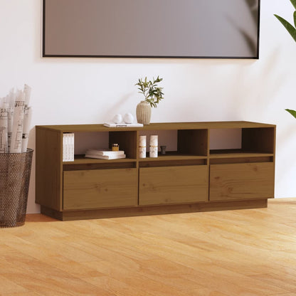 Mobile Tv Marrone Cera 140X37X50 Cm Legno Massello Di Pino