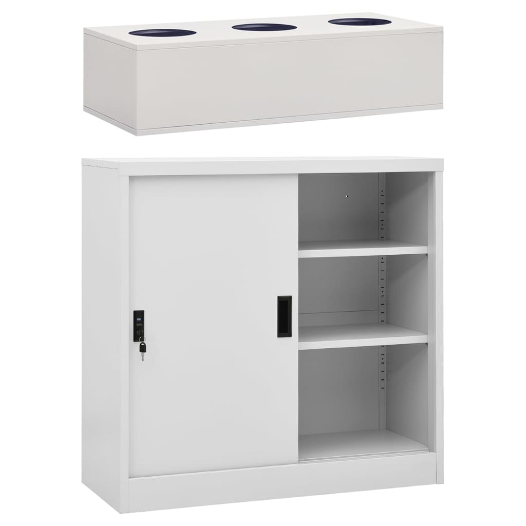 Armadio Per Ufficio Anta Scorrevole 90X40X90Cm Acciaio