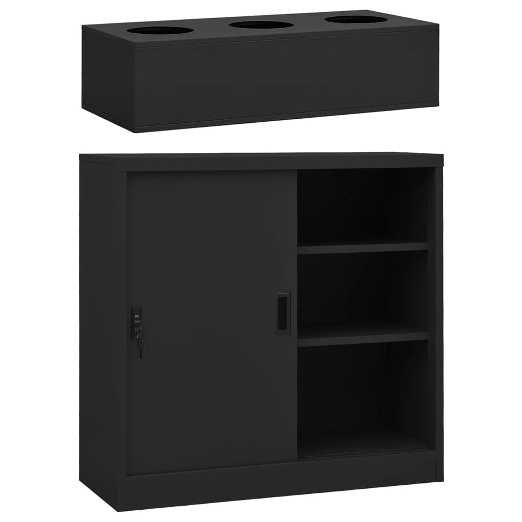 Armadio Per Ufficio Anta Scorrevole 90X40X90Cm Acciaio
