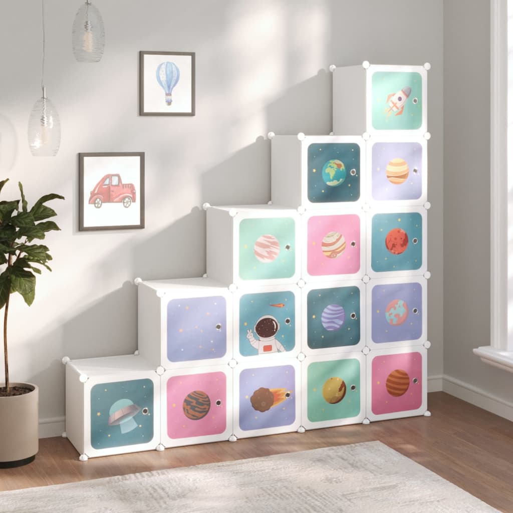 Scaffale Portaoggetti Per Bambini Con 10 Cubi Bianchi In Pp Bianco