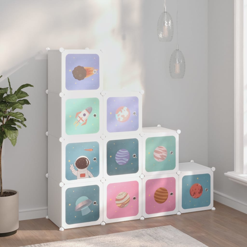 Scaffale Portaoggetti Per Bambini Con 10 Cubi Bianchi In Pp Bianco