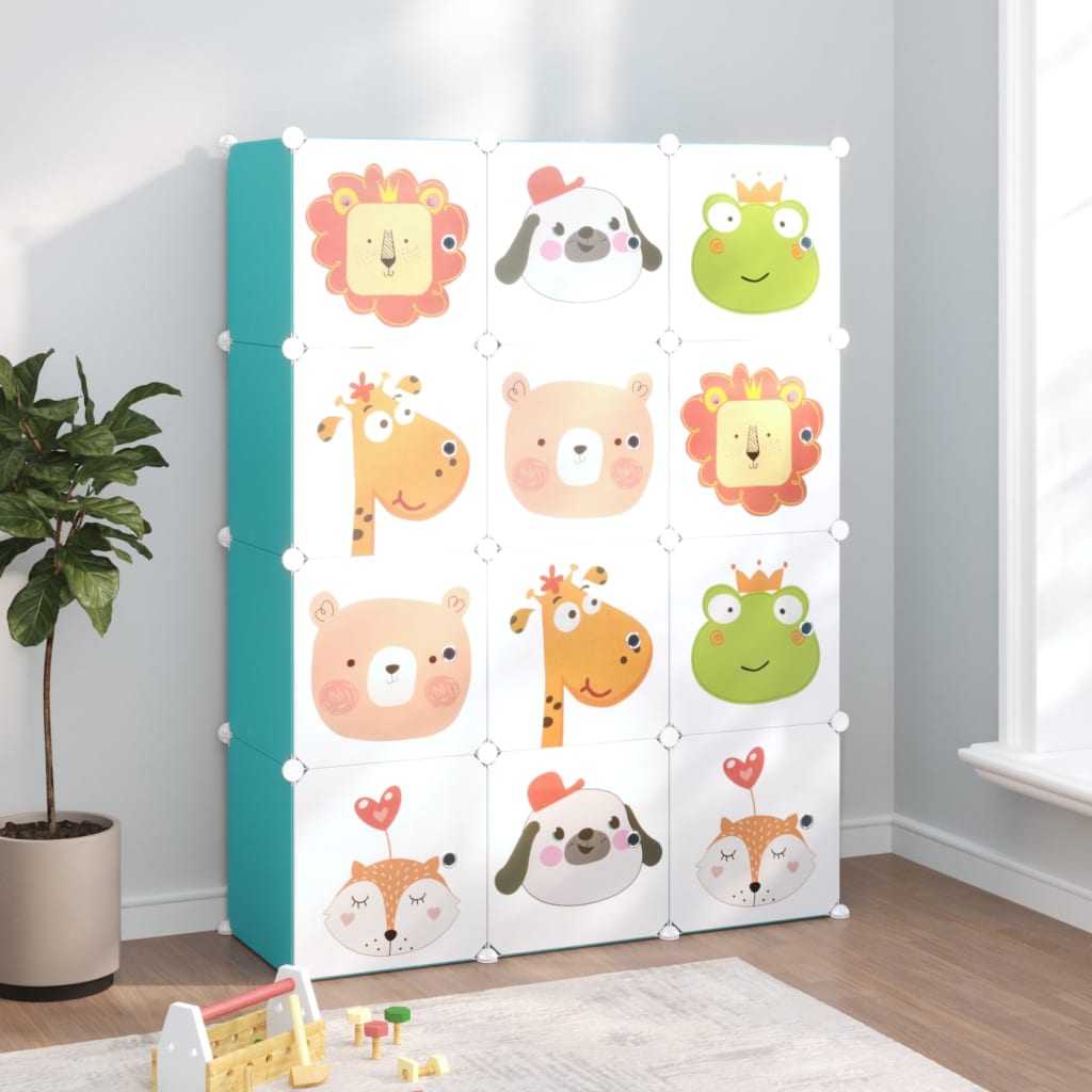 Scaffale Portaoggetti Per Bambini Con 12 Cubi In Pp