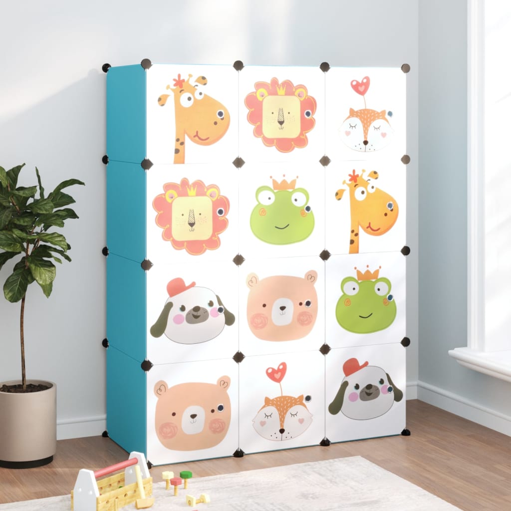 Scaffale Portaoggetti Per Bambini Con 12 Cubi In Pp