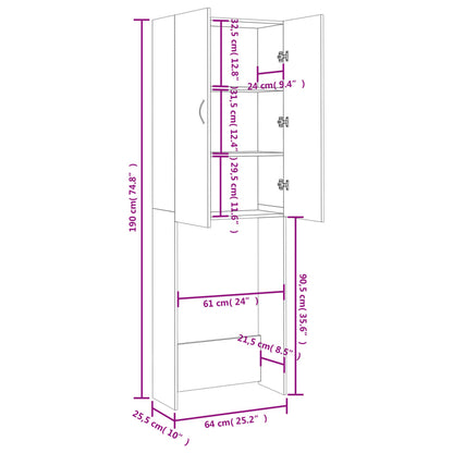 Mobile Per Lavatrice 64X25,5X190 Cm