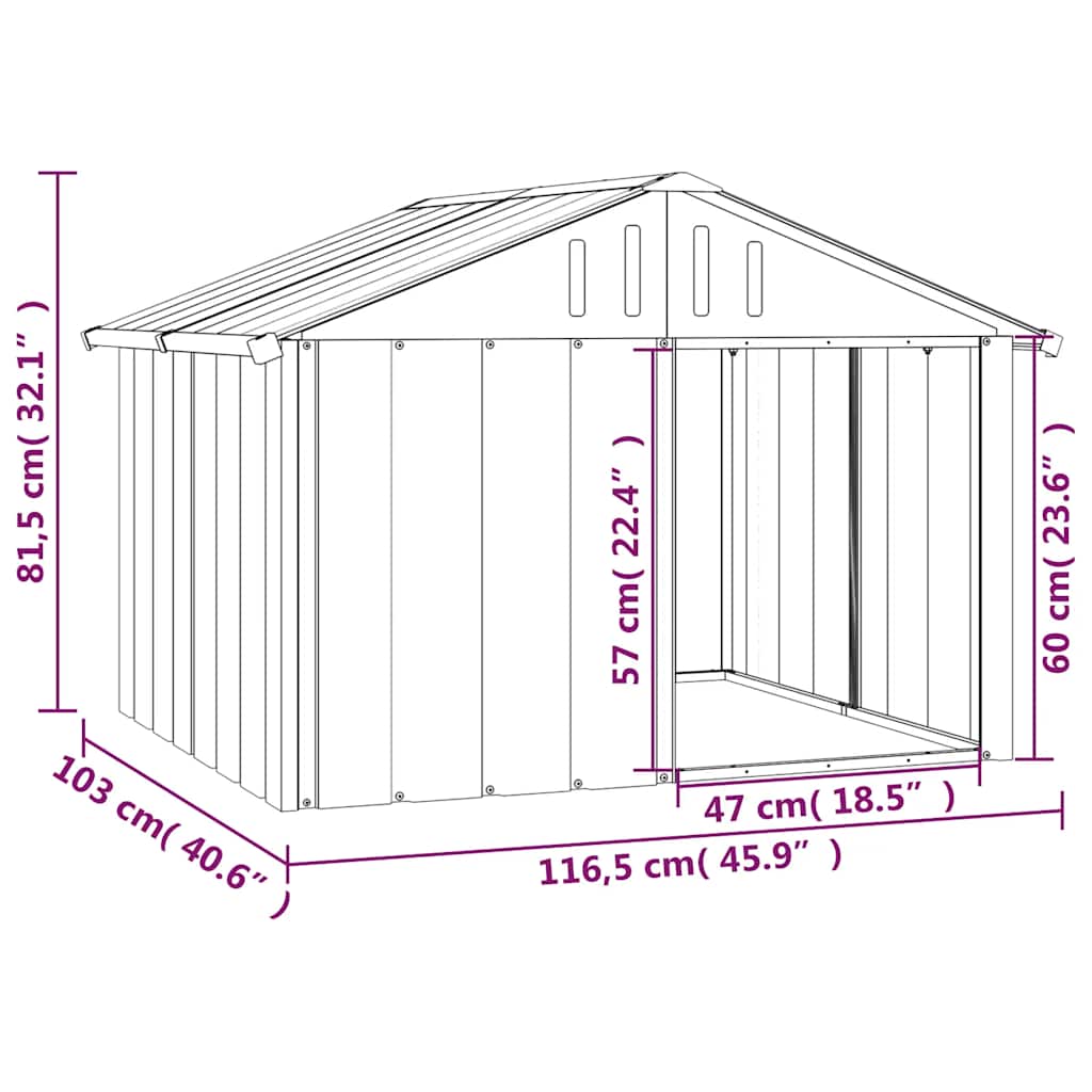 Casetta Per Cani 116,5X103X81,5 Cm Acciaio Zincato