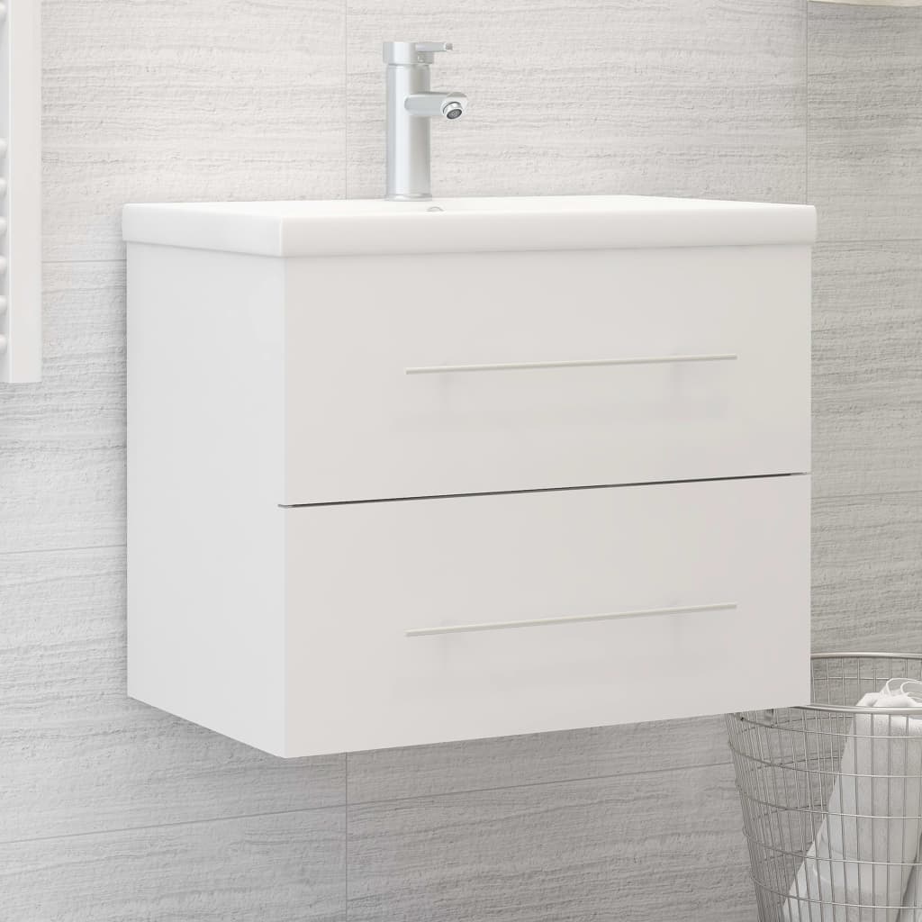 Mobile Con Lavabo Integrato In Legno Multistrato Bianco