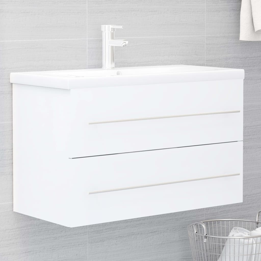 Mobile Con Lavabo Integrato In Legno Multistrato Bianco